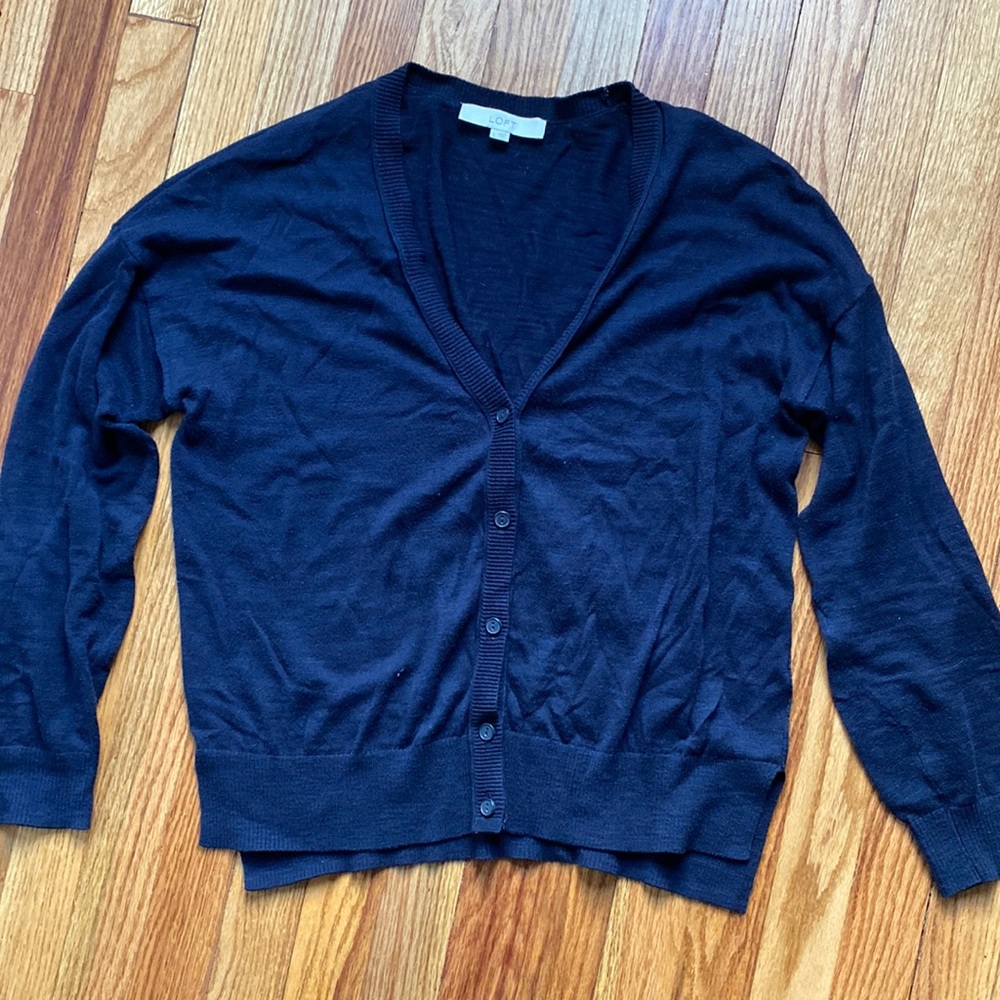 Loft navy cardigan 100% cotton